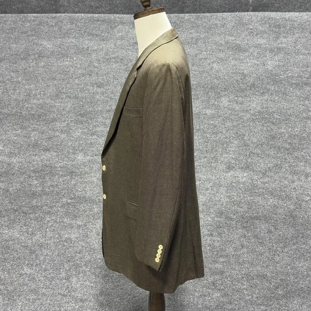 Vintage Hickey Freeman Boardroom Blazer Mens 46 Long Brown Wool Made in USA